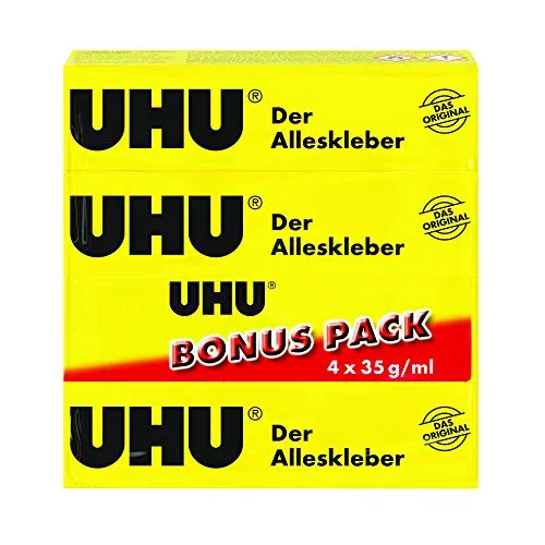 UHU Alleskleber Tube, Der Bewährte Universalkleber für nahezu alle Klebefälle im Haushalt, Bonuspack 4 x 35g