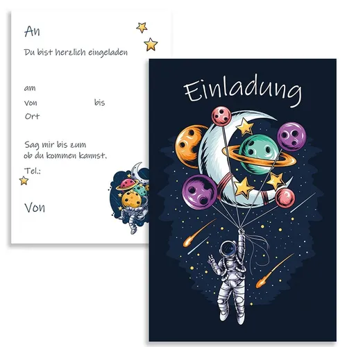 Kinder Einladungskarten Astronaut Weltall 10