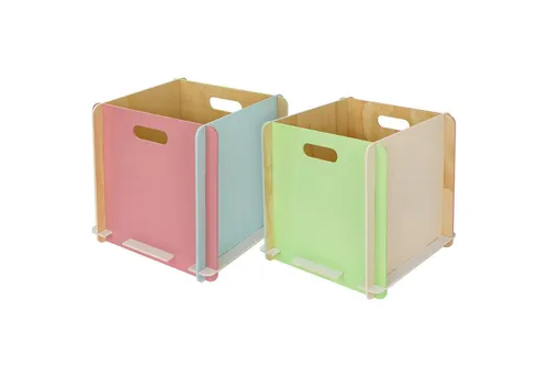 HMF Aufbewahrungsbox - Praktische Spielzeugkiste aus Holz (2 St) - Aufbewahrungsboxen aus Holz, ideal für Kallax-Regale, bieten vielseitigen Stauraum und sind durch das Stecksystem schnell aufgebaut. Mit dekorativen Farben sorgt sie für Ordnung im Kinderzimmer oder Wohnzimmer.