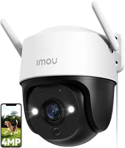 Imou 2.5K/4MP Überwachungskamera Aussen mit AI Personen-/Fahrzeugerkennung, 360° PTZ WLAN IP Kamera Überwachung Aussen, 30m Farbnachtsicht, Automatische Verfolgung, Zwei-Wege-Audio, Sirene, IP66