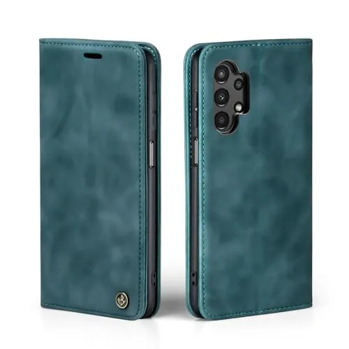 LBH Handyhülle für Samsung Galaxy A23 5G in Petrol Blau mit Karten- und Geldfach Smartphone Hülle mit Standfunktion Flip Case Schutzhülle Magnetverschluss Vintage
