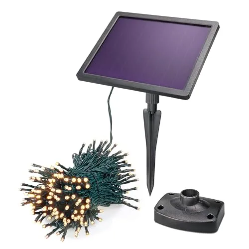 esotec Solar Lichterkette 200 warmweiße LEDs - Wetterfest und langlebig - Weihnachtsbeleuchtung mit 200 warmweißen LEDs und 20 m Länge. Ideal für ganzjährige Outdoor-Dekoration mit automatischem Ein-/Ausschalten und mehreren Beleuchtungsmodi.
