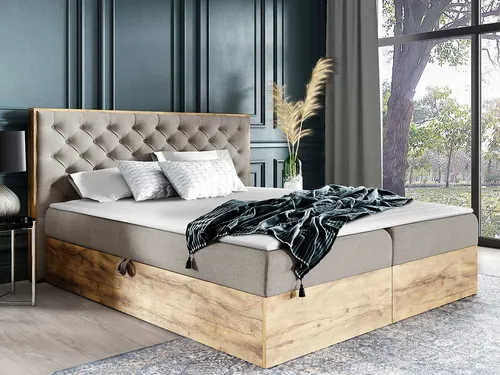 Mirjan24 Boxbett Greige 140x200 cm – Modernes Boxspringbett für Ihr Schlafzimmer - Stylisches Boxbett in Greige mit zwei praktischen Bettkästen. Ideal für zusätzlichen Stauraum und optimalen Schlafkomfort. Maße: 140x200 cm.