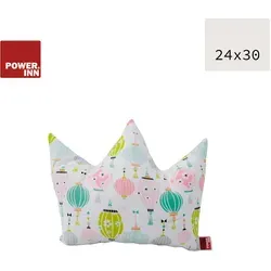 POWER INN® Kronenkissen klein | Weiß mit Lampinons | Dekokissen | Krone