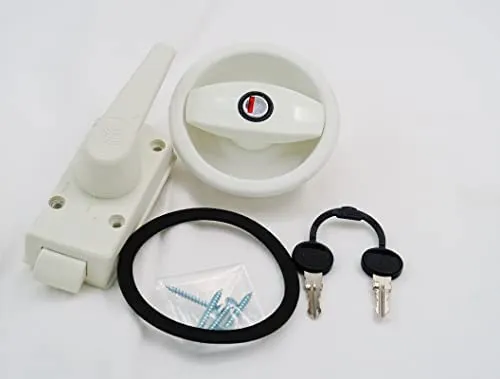 Weißes Türschloss mit Zylinder und 2 Schlüsseln