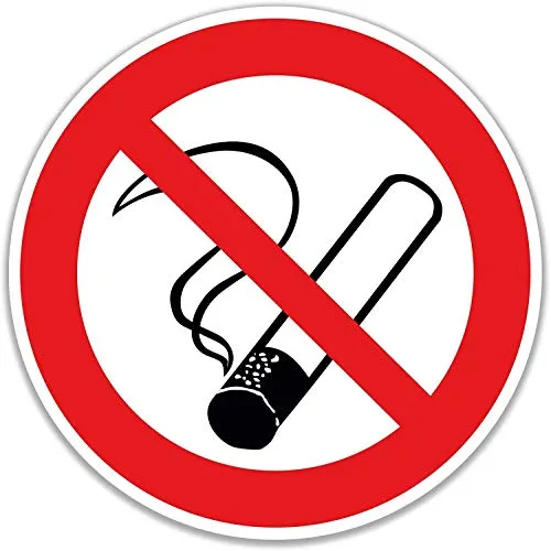 Produktbild Stück Rauchen verboten Aufkleber Ø 7cm Sticker mit UV Schutz Warnzeichen für Außen-und Innenbereich Rauchverbot Schild 15
