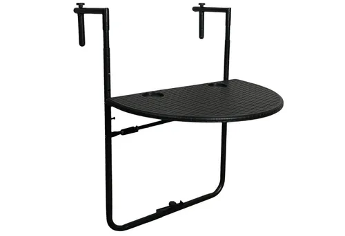 PROREGAL® Balkonhängetisch Balkontisch klappbar 60x40cm Rattan Optik Schwarz Metall Kunststoff