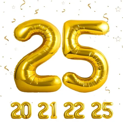 Geburtstag Deko zahlen luftballon 25 jahre | Folienballon Gold