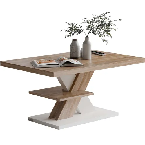 Casaria Couchtisch Detroit, 90x60cm Modern mit 2 Ablagen