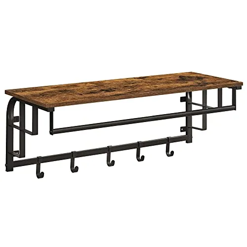 VASAGLE Wandgarderobe mit Aufbewahrungsregal in braun von VASAGLE