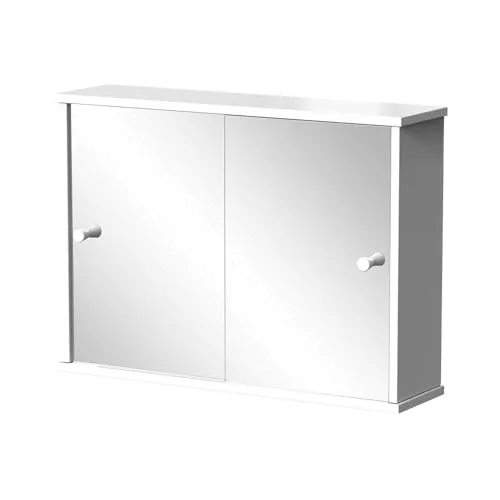 Vicco Badezimmerspiegelschrank Mireo, Weiß, 55 x 40 cm - Spiegelschrank mit 2 Schiebetüren, stilvolles Design und großzügiger Spiegel für elegantes Badezimmer und optimalen Stauraum.