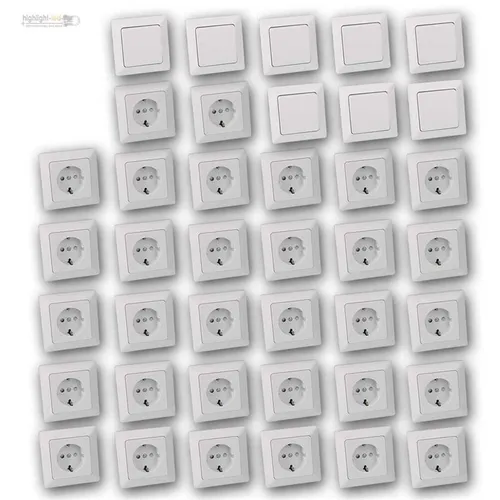 MILOS Unterputz Starter-Kit 32er Set Steckdose Schalter mit Rahmen weiß matt, UP