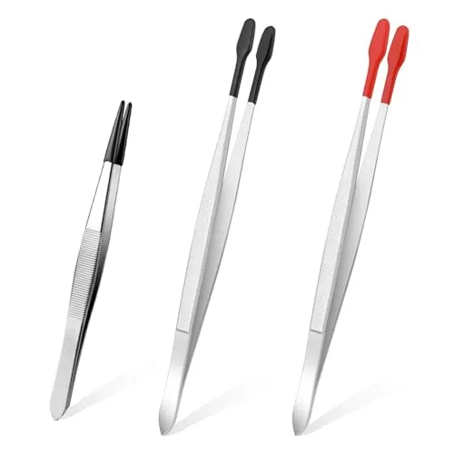 Stück Pinzette,mit Gummispitzen,Plastik,Pinzetten Flacher Spitze,Gummi Beschichtete Rutschfeste,Tweezers,Pitzen Kunststoffpinzette,für Labor Schmuck,Basteln,Briefmarken,DIY Herstellung Münzen 3