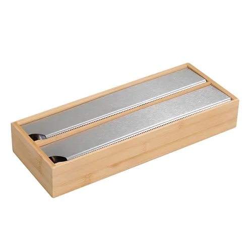 Folienspender - braun-silber - Bambus