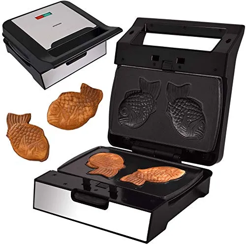 Multimaker | 1400W | Edelstahl | Antihaft | Taiyaki Maker - Gusto - Silber
