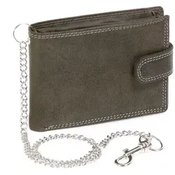 LEAS MCL Biker-Scheintasche m. Außenverschluss Chrom-Kette Querformat Echt-Leder, schwarz - LEAS Chain-Series