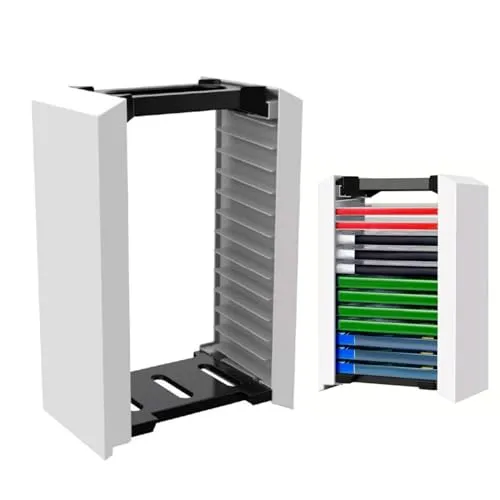 Queen.Y Tower Game Accessory Storage Rack Premium Game Storage Tower Stand Game Disc Case 12 Game Disc Rack Storage Rack für PS5 Game Discs