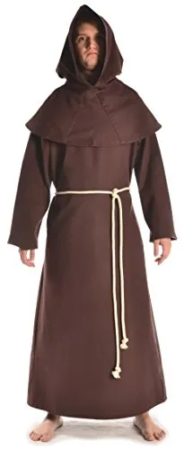 HEMAD Herren Mittelalter Kutte Halzebier (Set) - Mittelalterliche Mönchsgewandung aus robuster Baumwolle, ideal für LARP und Fasching – inklusive separater Kapuze für vielseitige Tragemöglichkeiten.