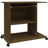 vidaXL Schreibtisch Braun Eichen-Optik 80x50x75 cm - Kinderschreibtisch mit ausziehbarer Tastaturablage und Rollen für flexible Nutzung, ideal für platzsparende Räume und modernes Design.
