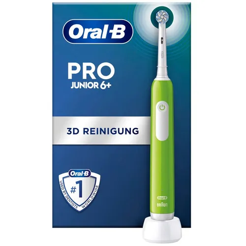 Oral-B Pro Junior Green Zahnbürste - Elektrische Zahnbürste für Kinder ab 6 Jahren, mit 3 Putzmodi und integriertem Drucksensor für sanfte Reinigung und optimalen Zahnschutz.
