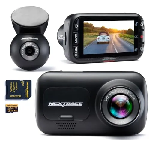 Nextbase® 222XR Dashcam Auto Vorne Hinten | Parkmodus 24/7 Parküberwachung | HD 1080p 30fps Dash Cam | 2,5-Zoll-Bildschirm | Auto Kamera 140 Grad Betrachtungswinkel | Inklusive 32GB MicroSD Karte