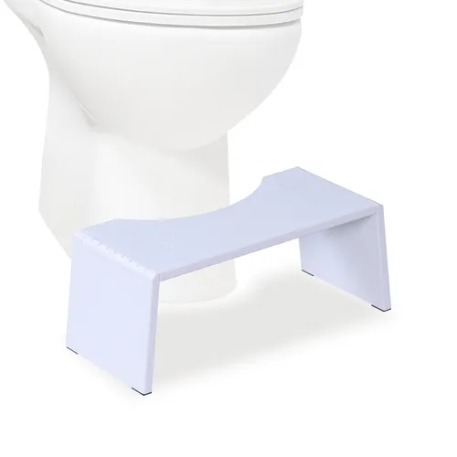 Faltbarer Toilettenhocker aus Bambus und Stahl in weiß von Relaxdays