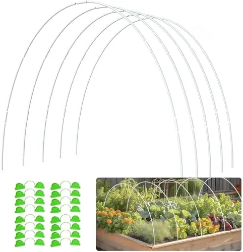 Pflanztunnel Bögen 30 PCS Tunnelbögen Hochbeet, Abnehmbar Folientunnel für Hochbeet, Gewächshaus Bogen mit Kunststoff umwickelt, Gewächshaus Reifen, Gartentunnel Bögen, Gewächshaus Tunnel