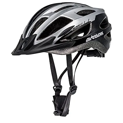 Airtracks Fahrradhelm für Herren Damen Master RD-10 Radhelm Allround Radhelm MTB Helm Erwachsene verstellbar S M L XL Größen 54 58 58 62 63 cm - Schwarz-Silber L-XL 58-62cm