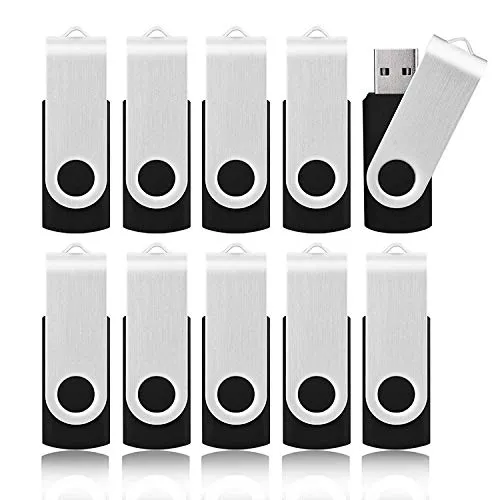 KOOTION USB Speichersticks 16GB 10 Stück USB Sticks Set 10 STK Memory Sticks Speicher Sticks 16G Bunt Flash-Laufwerk USB 2.0 10er Pack USB Flash Drives Metall Thumb Flash Stick 16 Gbyte, Schwarz