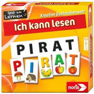Noris Lernspiel 608985767 - Ich kann Lesen - Gesellschaftsspiel für Kinder ab 5 Jahren, fördert das Lesen lernen mit 45 Buchstaben-Bild-Kärtchen und der modernen Anlautmethode. Ideal für selbstständiges Üben oder mit Freunden, Spieldauer ca. 20 Minuten.