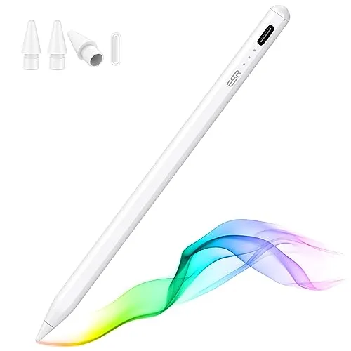 ESR Stift für iPad 2018-2025, Pencil mit Tilt Sensitivity, Palm Rejection, Kompatibel mit iPad 11 (A16)/10. Gen, Air 11