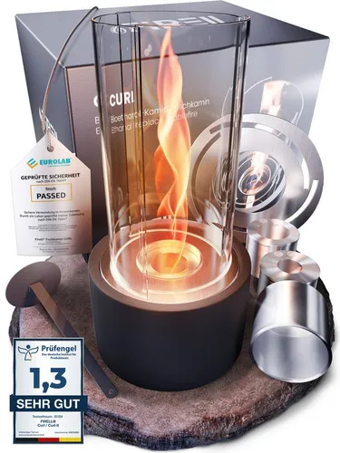 FIRELL Tischfeuer Curl – Kompaktes Design mit patentierter Wirbelflamme - Hochwertiger Tischkamin aus massivem Beton mit innovativer Wirbeltechnik. Ideal für stimmungsvolle Abende drinnen und draußen. TÜV geprüft für sichere Nutzung. Ein echtes Highlight für jedes Zuhause.
