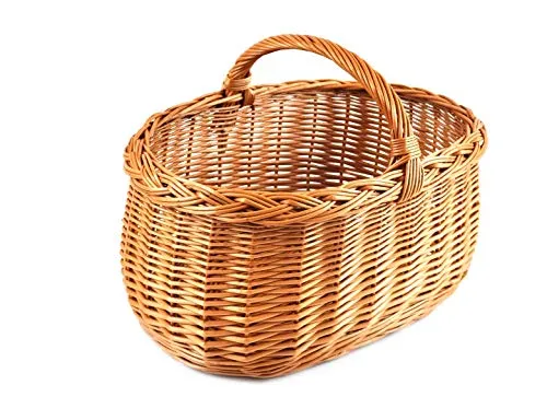 MyBer® Einkaufskorb Weidenkorb - Stabiler Tragekorb aus Weide - Einkaufskörbe, handgefertigter, großer Weidenkorb (50/32/22cm) aus 100% natürlichen Materialien. Ideal für Einkäufe, Picknicks oder zur Aufbewahrung.