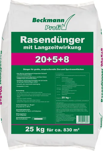 Beckmann 25 kg Rasendünger 20+5+8 mit LZW