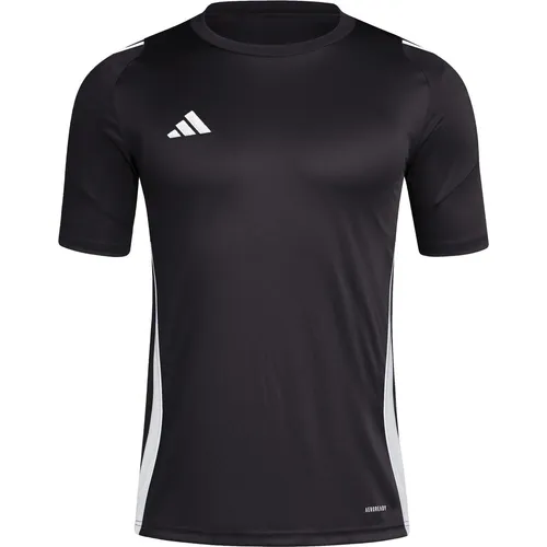 Adidas Tiro 24 T-Shirt Herren - Schwarz/Weiß - Trikots für Fußballer mit AEROREADY-Technologie für optimale Feuchtigkeitsregulierung. Hergestellt aus 100% recyceltem Polyester, bietet es Komfort und Nachhaltigkeit auf dem Spielfeld.