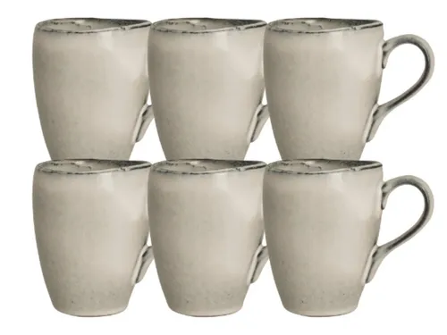 Broste Copenhagen Geschirr-Set NORDIC SAND Becher mit Henkel 0,25 l Set6, Steinzeug