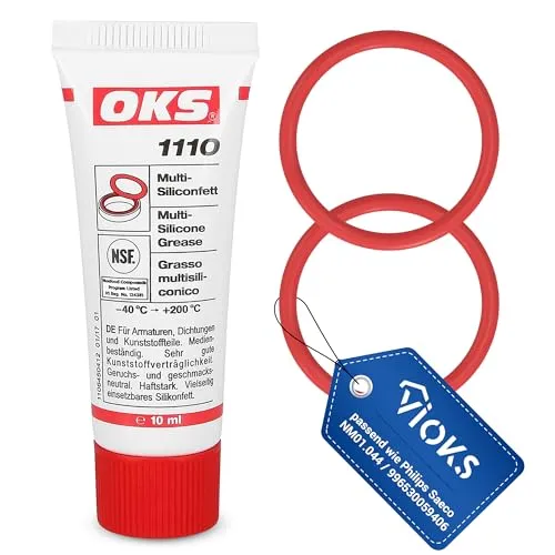 VIOKS 1x O Ring Gummidichtung Ø 40mm / 32mm + 1x Silikonfett Ersatz für Philiрs 996530059406 Saеco NM01.044 für Brüheinheit Kaffeevollautomat Incanto, Intelia, Intuita, Minuto, Picobaristo