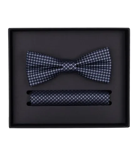 VENTI Fliege Set aus Fliege und Einstecktuch, Mittelblau - Elegantes Fliegen Set aus 100 % Seide, ideal für besondere Anlässe oder als stilvolles Accessoire für das Büro.