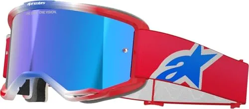Alpinestars Vision 5 Corp Crossbrille - Rot/Blau, verspiegelt - Sportbrillen mit A-FLEX-Rahmen und RAM-AIR-Belüftungssystem für optimale Passform und Luftzirkulation. Ideal für Rennfahrer und Abenteuerlustige.