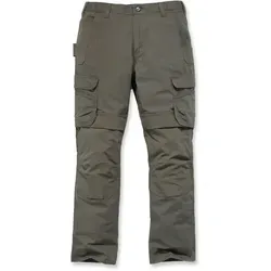 Carhartt Full Swing Steel Cargohose - Dunkelgrau/Grün W30/L32 - Herren-Stoffhosen mit entspannter Passform und flexiblen Bund für hohen Komfort. Ideal für aktive Arbeiten mit verstärkten Taschen und Kniepolstertaschen für zusätzliche Sicherheit.