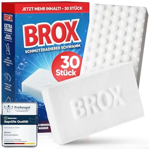 BROX Schmutzradierer – 30 Schwämme – Radierschwamm für Haushalt, Schuhe & Auto – Robuster Zauberschwamm für alle Arten von Flecken