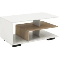 Costway Rechteckiger Couchtisch mit Stauraum in Weiß