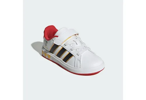 adidas Unisex Kinder Disney Mickey Mouse Grand Court Shoes Kids, Cloud White/Core Black/Bold Gold, 30 1/2 EU - Stylische Kinder Sneakers mit Mickey Mouse Design. Elastische Schnürsenkel und Klettverschluss für einfaches An- und Ausziehen. Ideal für den täglichen Gebrauch und das Spiel.