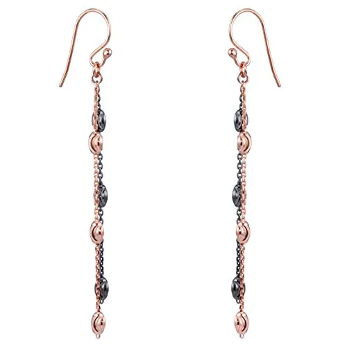 Materia Damen Ohrhänger lang 70mm - 925 Silber in Roségold - Elegante Ohrringe aus nickelfreiem 925 Sterling Silber, perfekt für modebewusste Frauen. Mit ovalen Verzierungen und ansprechender Länge von 70mm, ideal für jeden Anlass.