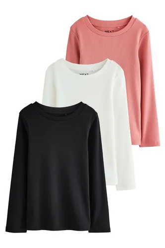 NEXT Mädchen 3er-Pack gerippte Langarmoberteile in Black/Pink/White 116 - Vielseitiges 3er-Pack mit modischen Langarmoberteilen, ideal für jeden Anlass. Hochwertige Verarbeitung sorgt für Komfort und Langlebigkeit.