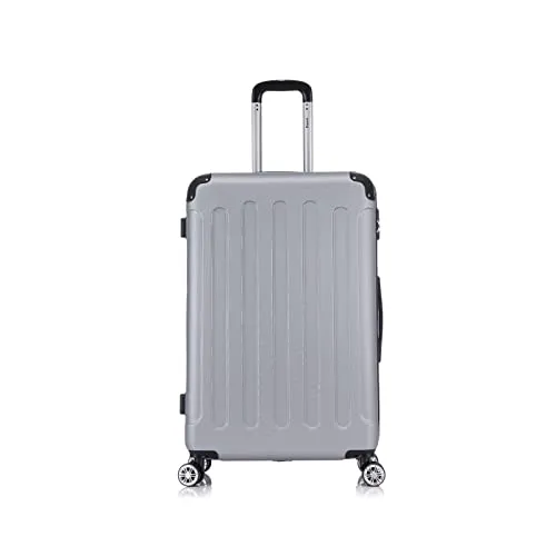 Produktbild Flexot® Flex-2045 Koffer (16 Farben zur Auswahl) Zwillingsrollen Reisekoffer Trolley Hartschale (XL, Silber)