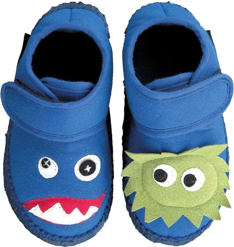 NANGA Hausschuh kleine MONSTER EUR 18 - Klassische Hausschuhe für Kleinkinder aus 100% natürlichen Materialien. Mit rutschfester Naturkautschuk-Sohle für mehr Stabilität und einem bequemen Einstieg. Pflegeleicht und ideal für den Alltag.