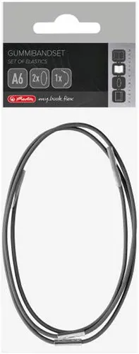 herlitz 50033867 Gummibandset - für my.book flex A6, anthrazit, individuell gestaltbar mit 1 Verschluss- und 2 Haltegummis