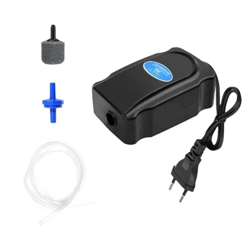 LNGJIN Leise Aquarium Luftpumpe, Mini Aquarium Luftpumpe für Tank, Mini Sauerstoffpumpe, Leise Aquarien Sauerstoffpumpe, komplett mit 1,2 m Luftschlauch, Ausströmerstein und Rückschlagventil
