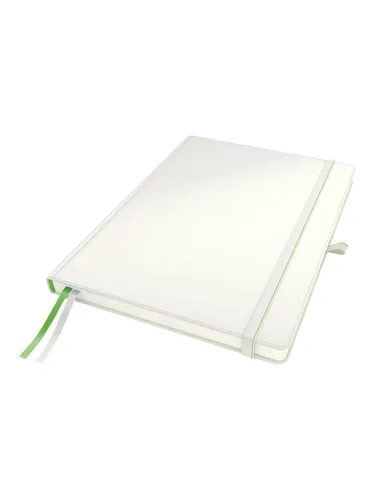 Leitz Complete Notizbuch A4 kariert – Weiß mit festem Einband - Praktisches Notizbuch mit 80 Blatt, Gummizugverschluss und Stiftelasche. Ideal für schnelle Notizen und Markierungen dank Textilbändern. Perforierte Seiten erleichtern das Heraustrennen.